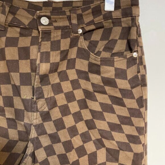 DIVIDED H&M Brown Checkerboard Women's High Waisted Jeans Size 10 - Picture 11 of 16